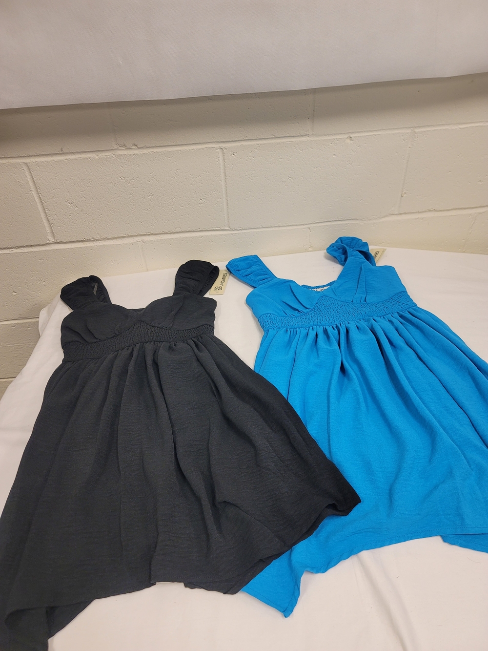 Women Sleeveless Smocked Waist Dress - Black and Blue